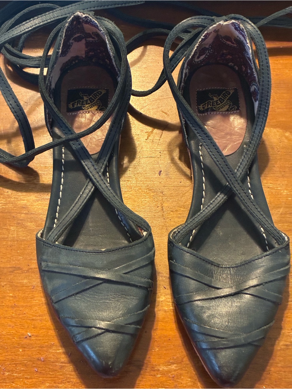 Freebird ‘Eryn’ by Steven Grey intentionally Distressed leather lace up flats